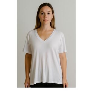 NWT Johnny Was Calme Layla Fave V‎ Neck XXL Women's White T Shirt Organic Cotton